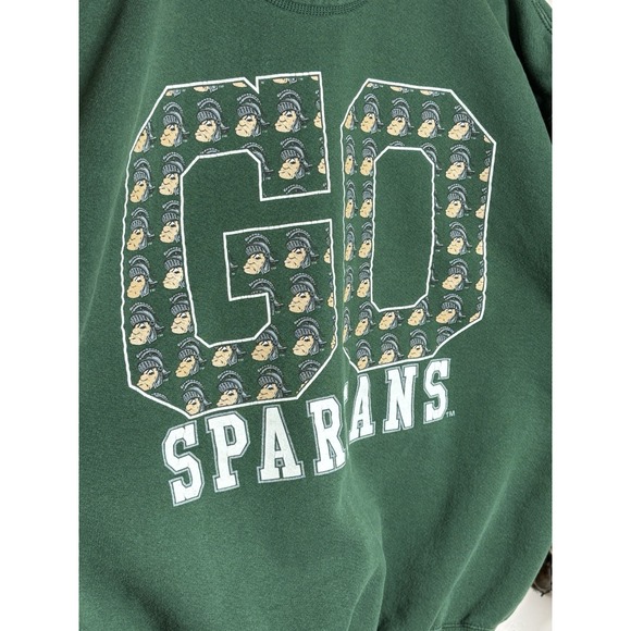 Vtg Michigan State Spartans Crewneck Sweatshirt 90s DOUBLE SIDE XL MSU Sparty - Picture 10 of 12